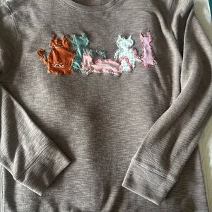 Upcycled Crew Neck with Cat Patchwork